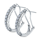 Half Eternity Heart Huggie Hoop Earrings Round Simulated CZ 925 Sterling Silver (18mm)
