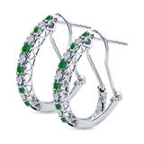 Half Eternity Heart Huggie Hoop Earrings Round Simulated CZ 925 Sterling Silver (18mm)