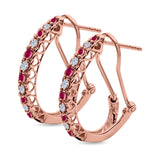 Half Eternity Heart Huggie Hoop Earrings Round Simulated CZ 925 Sterling Silver (18mm)