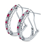 Half Eternity Heart Huggie Hoop Earrings Round Simulated CZ 925 Sterling Silver (18mm)