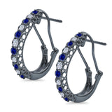 Half Eternity Huggie Hoop Earrings Round Simulated CZ 925 Sterling Silver (18mm)