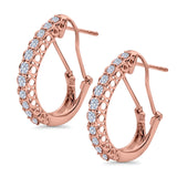 Half Eternity Huggie Hoop Earrings Round Simulated CZ 925 Sterling Silver (18mm)