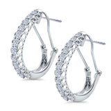 Half Eternity Huggie Hoop Earrings Round Simulated CZ 925 Sterling Silver (18mm)