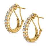 Half Eternity Huggie Hoop Earrings Round Simulated CZ 925 Sterling Silver (18mm)