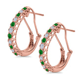 Half Eternity Huggie Hoop Earrings Round Simulated CZ 925 Sterling Silver (18mm)