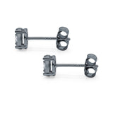 Simulated CZ Round Design Stud Earrings 925 Sterling Silver (5.3mm)