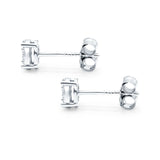 Simulated CZ Round Design Stud Earrings 925 Sterling Silver (5.3mm)