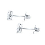 Simulated CZ Round Stud Earrings 925 Sterling Silver (4.7mm)