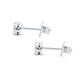 Simulated CZ Round Design Stud Earrings 925 Sterling Silver (4.5mm)