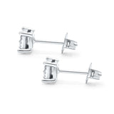 Stud Earrings Design Simulated CZ Round 925 Sterling Silver (5.9mm)