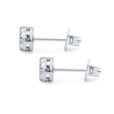 Simulated CZ Design Round Stud Earrings 925 Sterling Silver