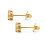 Simulated CZ Design Round Stud Earrings 925 Sterling Silver