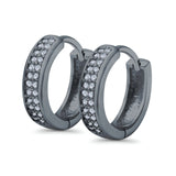 Half Eternity Hoop Earrings Round Simulated CZ 925 Sterling Silver (14mm)