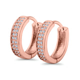 Half Eternity Hoop Earrings Round Simulated CZ 925 Sterling Silver (14mm)