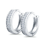 Half Eternity Hoop Earrings Round Simulated CZ 925 Sterling Silver (14mm)