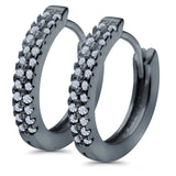 Half Eternity Hoop Earrings Round Simulated CZ 925 Sterling Silver (14mm)
