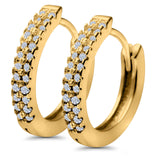 Half Eternity Hoop Earrings Round Simulated CZ 925 Sterling Silver (14mm)