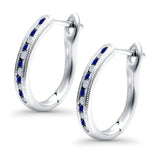 Half Eternity Round Hoop Earrings Simulated CZ 925 Sterling Silver (14mm)