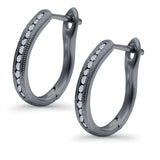 Half Eternity Round Hoop Earrings Simulated CZ 925 Sterling Silver (14mm)