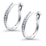 Half Eternity Round Hoop Earrings Simulated CZ 925 Sterling Silver (14mm)