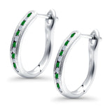 Half Eternity Round Hoop Earrings Simulated CZ 925 Sterling Silver (14mm)