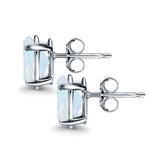 Art Deco Oval Wedding Bridal Solitaire Stud Earrings Simulated CZ 925 Sterling Silver-8mmx6mm