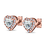 Heart shape Stud Earrings Wedding Simulated CZ 925 Sterling Silver (10mm)