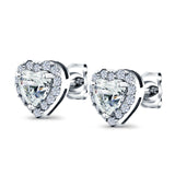 Heart shape Stud Earrings Wedding Simulated CZ 925 Sterling Silver (10mm)