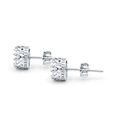 Wedding Bridal Stud Earrings Round Simulated CZ 925 Sterling Silver