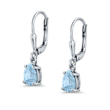 Leverback Earrings Pear CZ 925 Sterling Silver