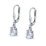 Leverback Earrings Pear CZ 925 Sterling Silver