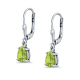 Leverback Earrings Pear CZ 925 Sterling Silver