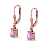 Teardrop Bridal Dangling Leverback Earrings Pear CZ 925 Sterling Silver