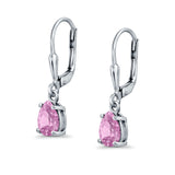 Leverback Earrings Pear CZ 925 Sterling Silver