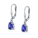 Leverback Earrings Pear CZ 925 Sterling Silver