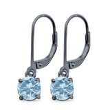 Lever Back Earring Round Simulated Cubic Zirconia 925 Sterling Silver (2mm-10mm)