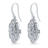 Drop Dangle Earrings Round Simulated Cubic Zirconia 925 Sterling Silver (18mm)