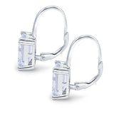 Cushion Cut Dangling Leverback Wedding Earrings Simulated Cubic Zirconia 925 Sterling Silver (20mm)