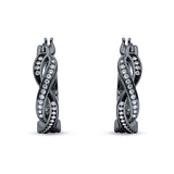 Twisted Infinity Huggie Hoop Earrings Cubic Zirconia 925 Sterling Silver