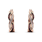 Twisted Infinity Huggie Hoop Earrings Cubic Zirconia 925 Sterling Silver