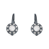 Leverback Round Hoop Earrings Cubic Zirconia 925 Sterling Silver
