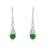 Celtic Trinity Heart Fish-Hook Earrings Cubic Zirconia 925 Sterling Silver