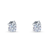 Round Hidden Halo Stud Earring Cubic Zirconia 925 Sterling Silver