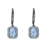 Emerald Cut Dangle Drop Leverback Earrings Cubic Zirconia 925 Sterling Silver