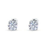 Solitaire Screw Back Stud Earring Brilliant Round Simulated Cubic Zirconia Solid 925 Sterling Silver