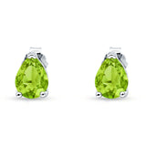 Art Deco Pear Shape Solitaire Push Back Stud Earring 8mmX6mm Excellent Simulated Cubic Zirconia Solid 925 Sterling Silver