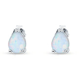 Art Deco Pear Shape Solitaire Push Back Stud Earring 7mmX5mm Excellent Simulated Cubic Zirconia Solid 925 Sterling Silver