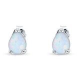 Art Deco Pear Shape Solitaire Push Back Stud Earring 8mmX6mm Excellent Simulated Cubic Zirconia Solid 925 Sterling Silver