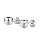 Ball Stud Earrings Round 925 Sterling Silver (2mm-18mm)