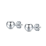 Ball Stud Earrings Round 925 Sterling Silver (2mm-18mm)